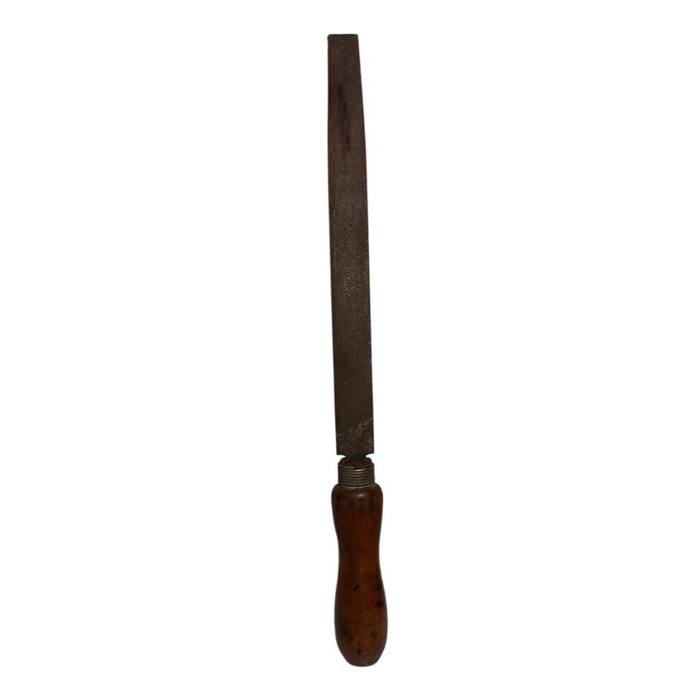 Vintage Wood Handle Flat Metal File 12-Inch